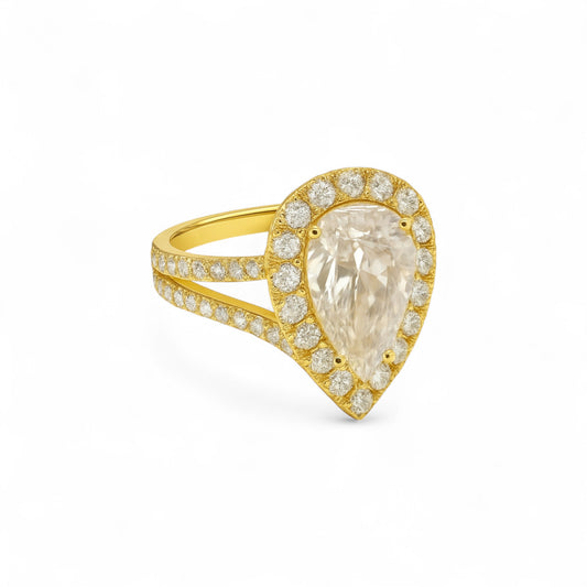 Leona Pear Cut CZ Engagement Ring in 10K Gold