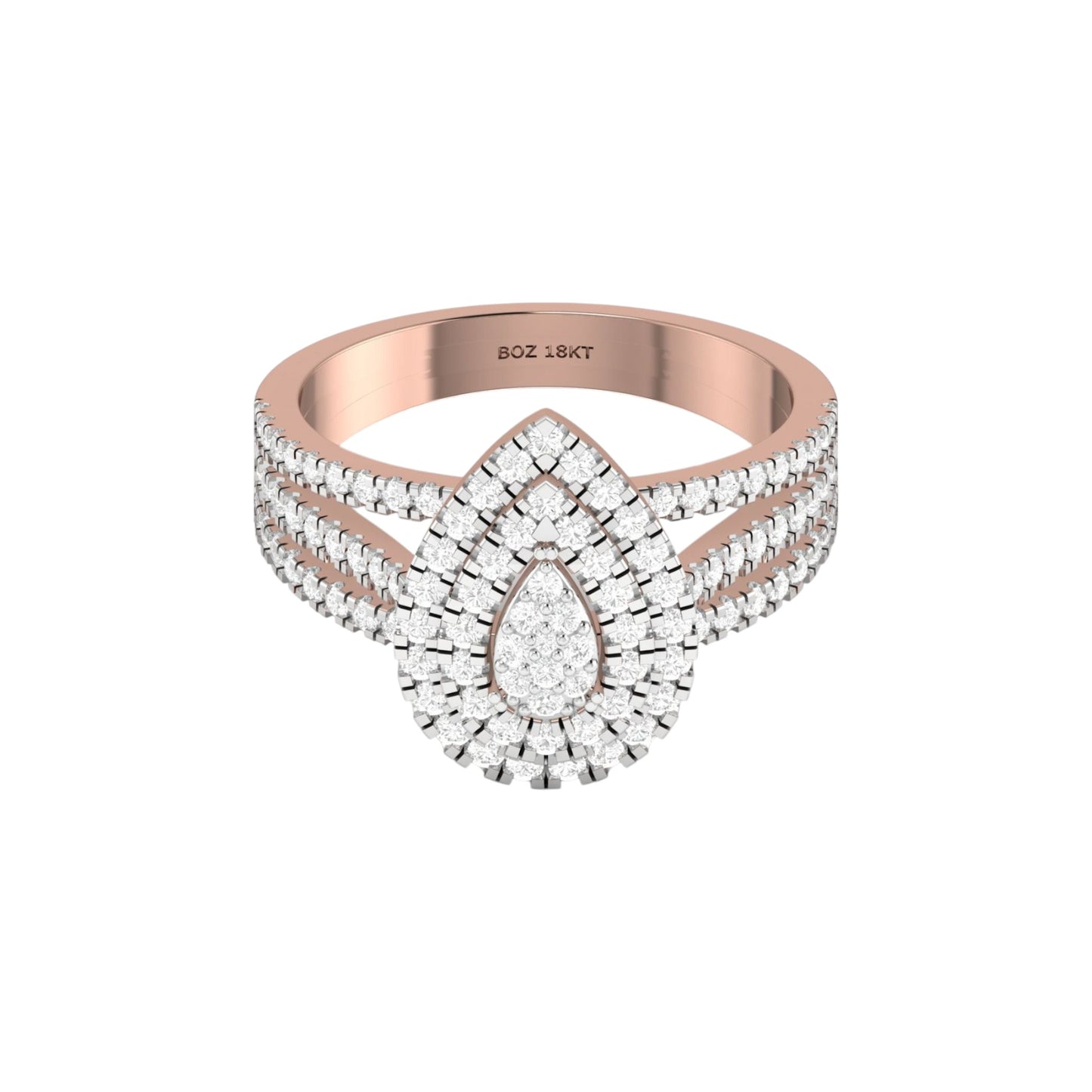 Lovely Pear Cut Diamond Cluster Engagement Ring in 18K Gold