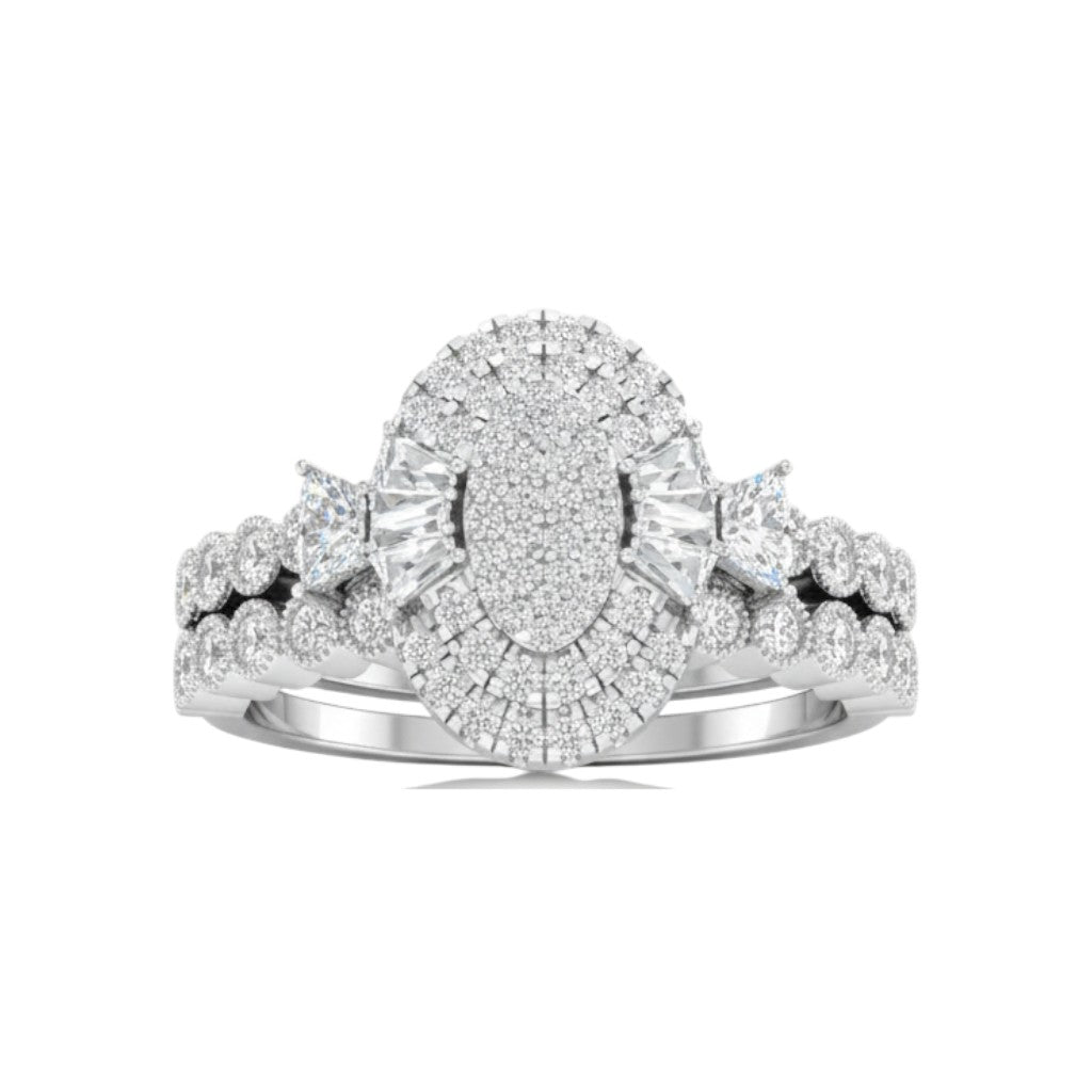 Diamond ring set on a white background