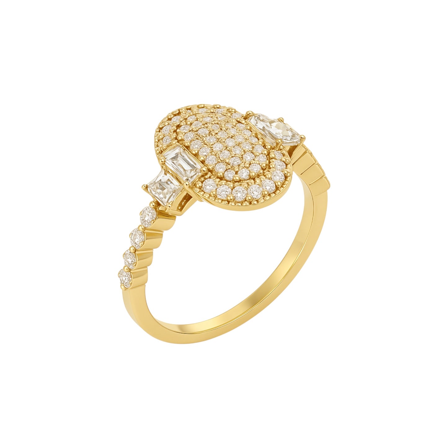 Lucy Oval Cut Diamond Engagement Ring in 18K Gold