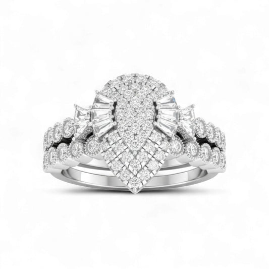 Diamond ring set on a white background