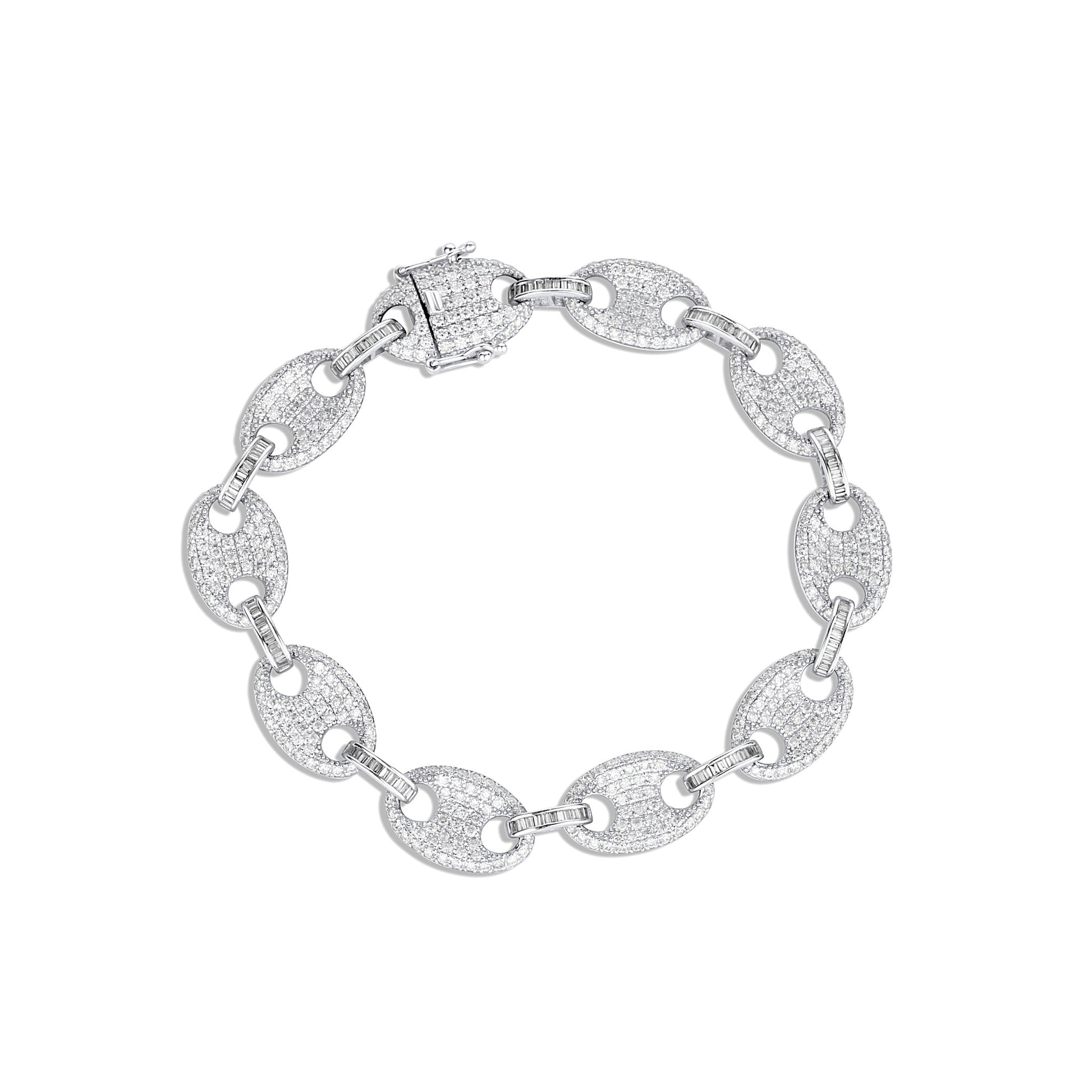 Silver chain bracelet on a white background