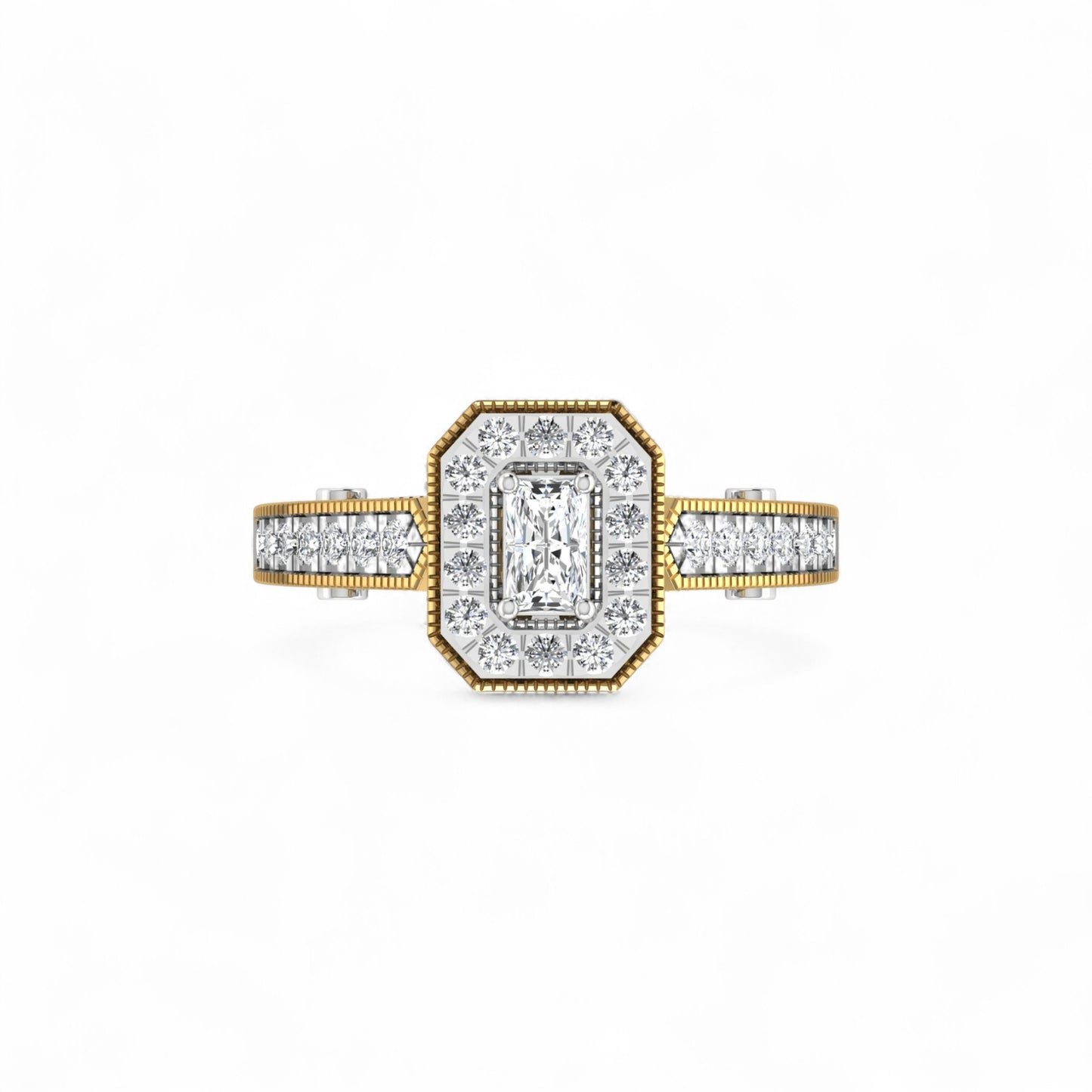 Nala Radiant Natural Diamond Engagement Ring in 18K Gold