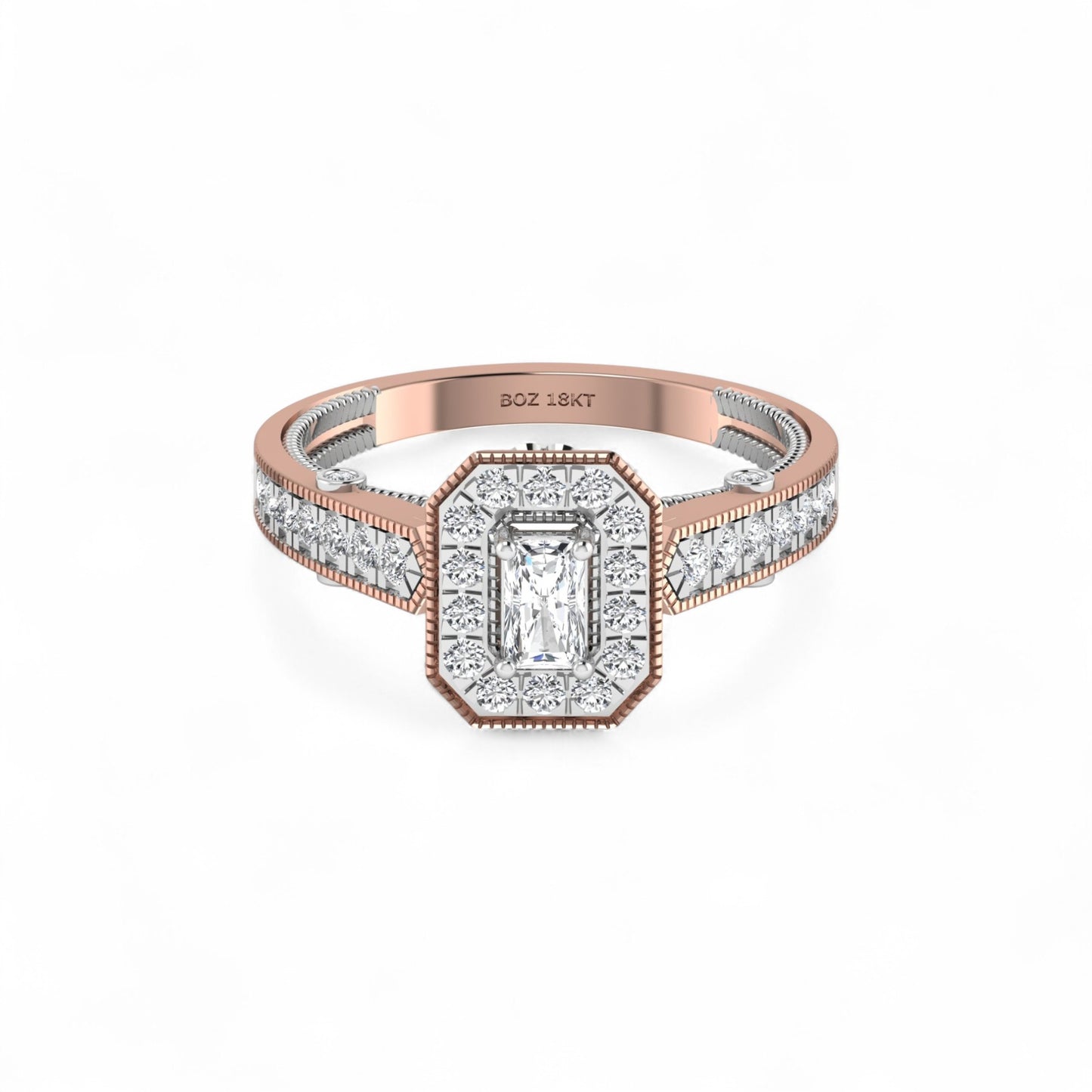 Nala Radiant Natural Diamond Engagement Ring in 18K Gold