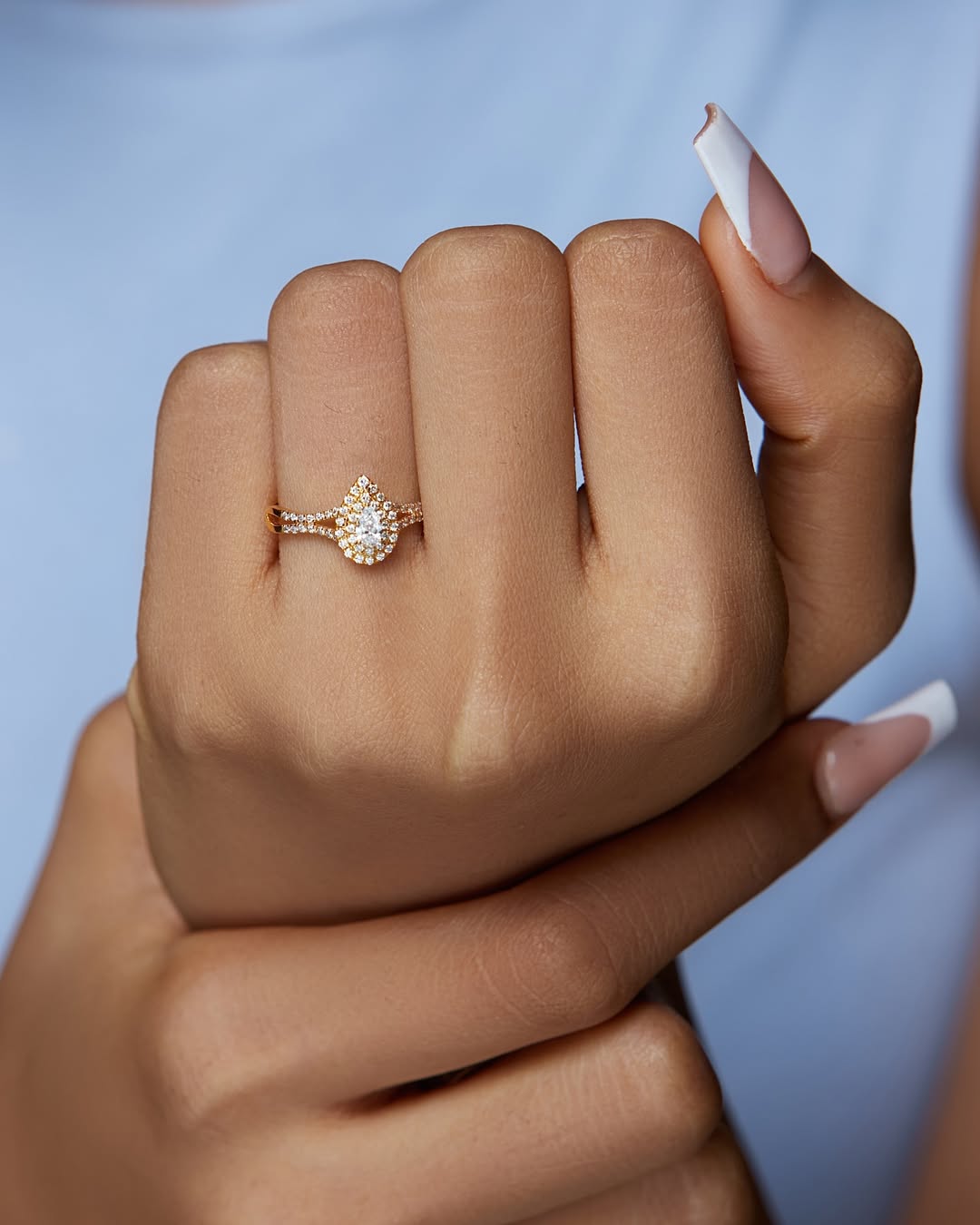 Natalie Pear Natural Diamond Engagement Ring