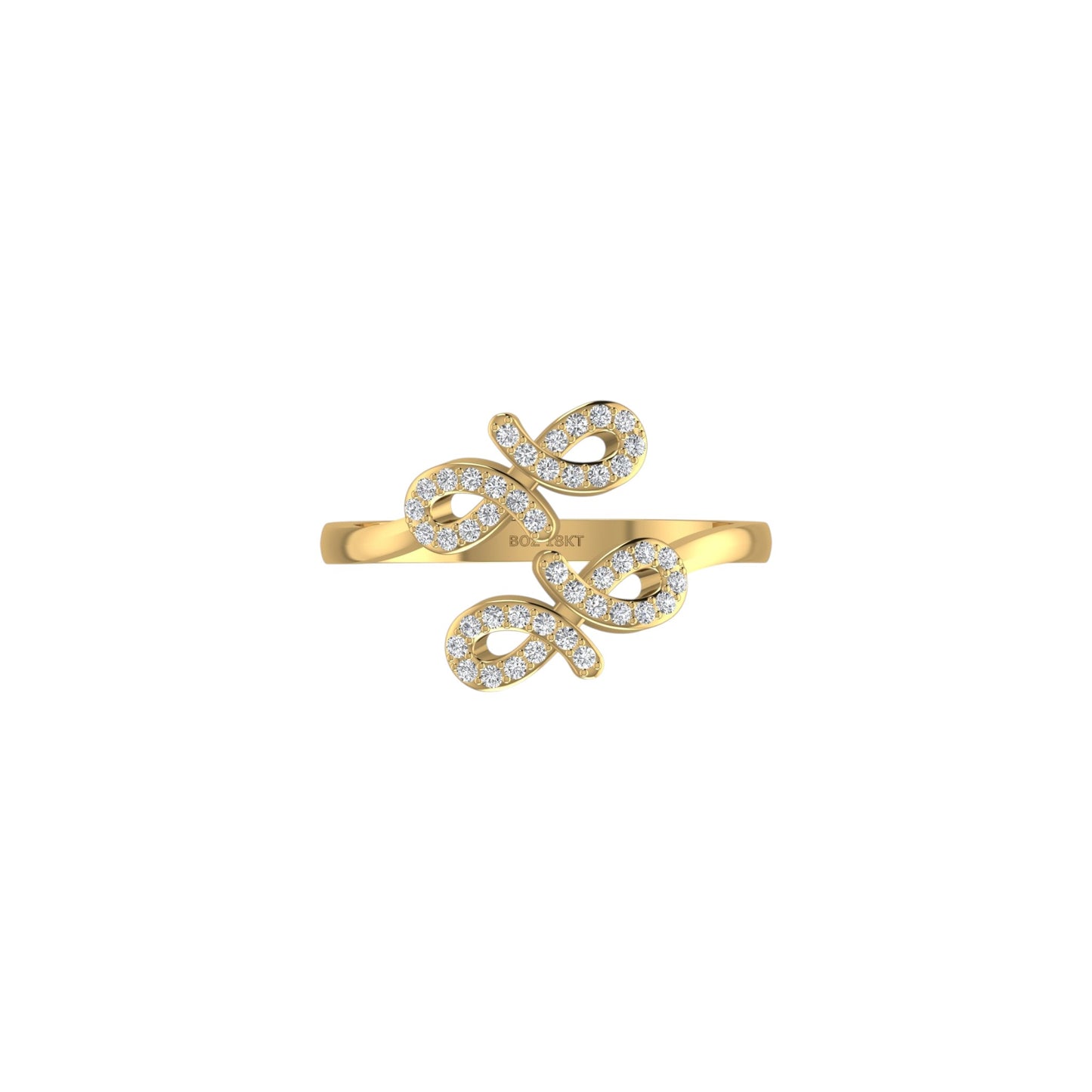 Oiza Infinie Cuff Pave Diamond Ring in 18K Gold