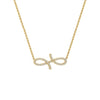 Gold necklace with an infinity symbol pendant on a white background