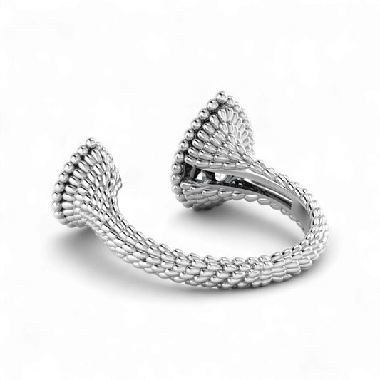 Pear Double Diamond Cuff Ring in 18k Gold