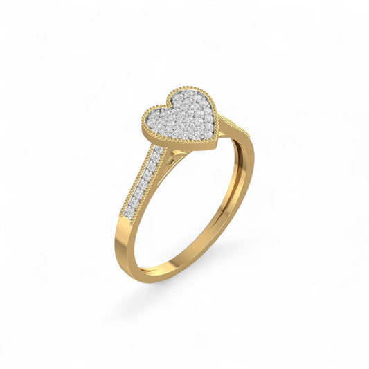 Pearl Heart Cut Diamond Engagement Ring in 10KT Gold
