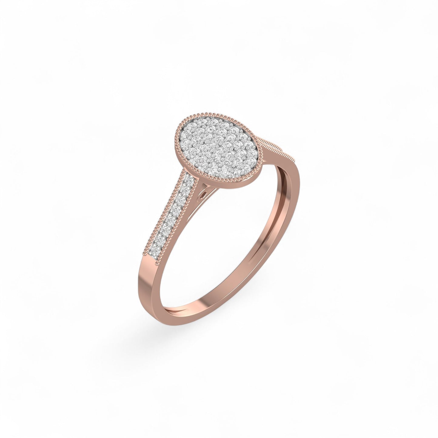 Pearl Oval Cut Diamond Engagement Ring in 18KT Gold