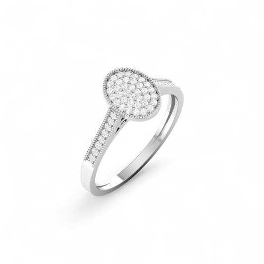 Pearl Oval Cut Diamond Engagement Ring in 10KT Gold