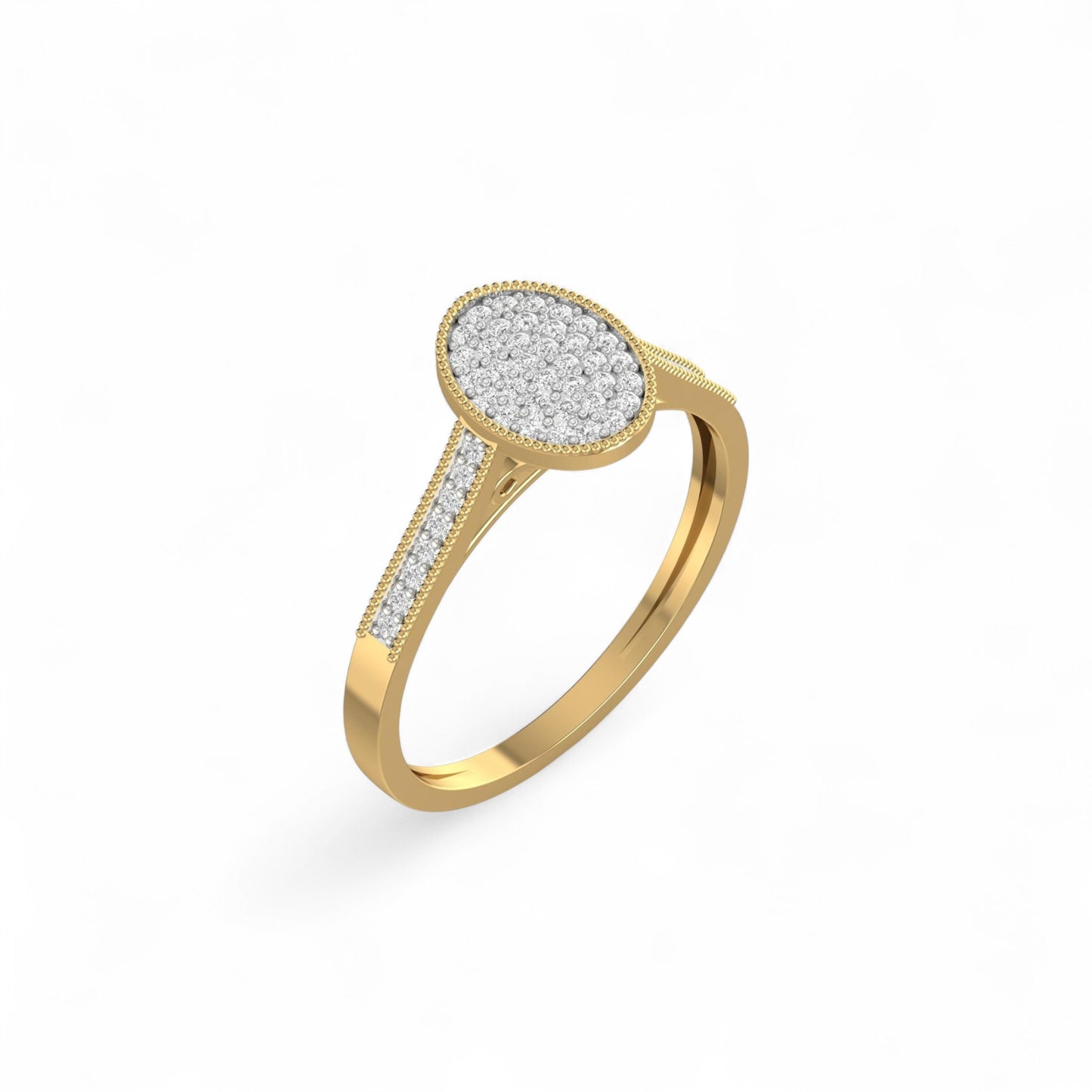 Pearl Oval Cut Diamond Engagement Ring in 18KT Gold