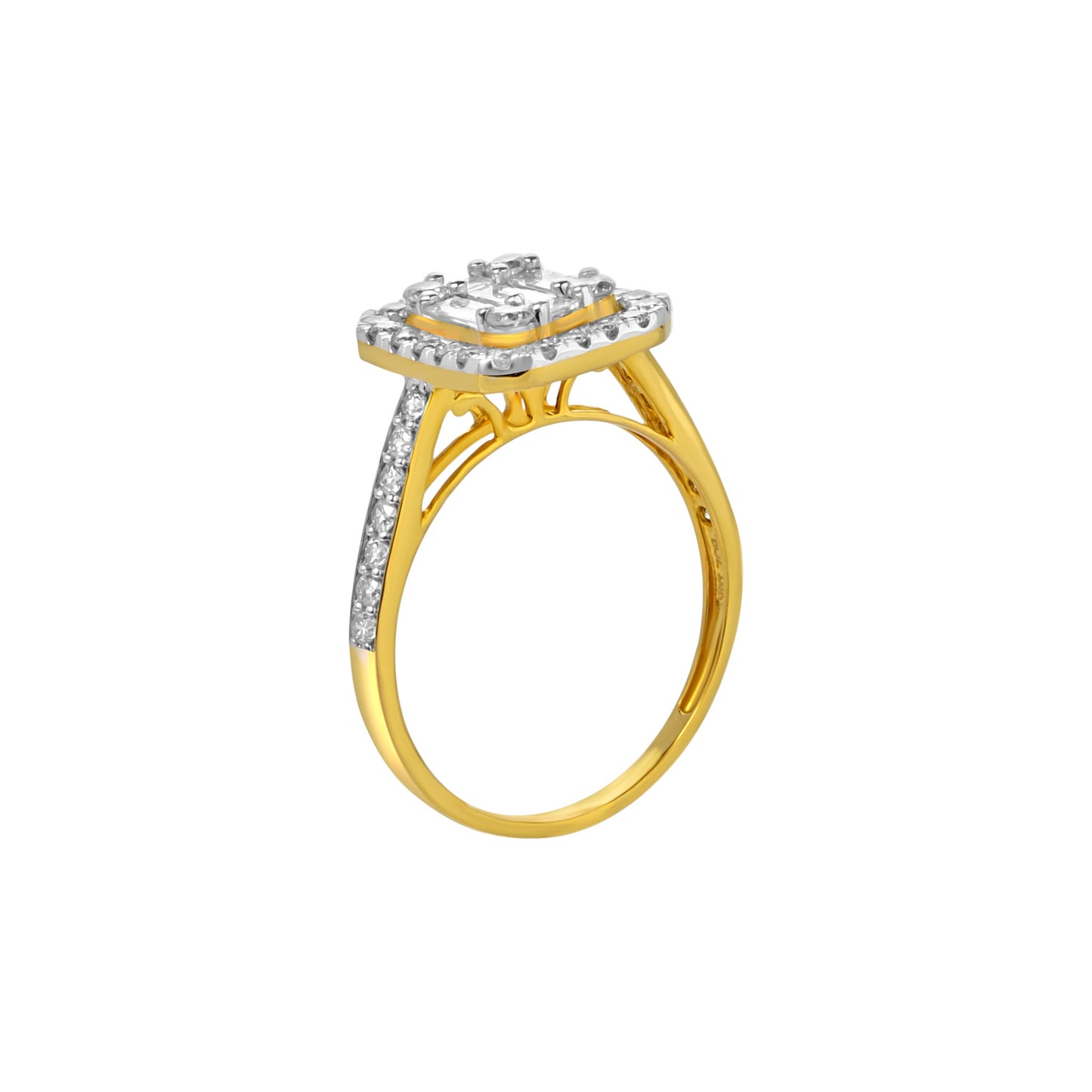 Royal Baguette Cut Diamond Engagement Ring in 18K Gold