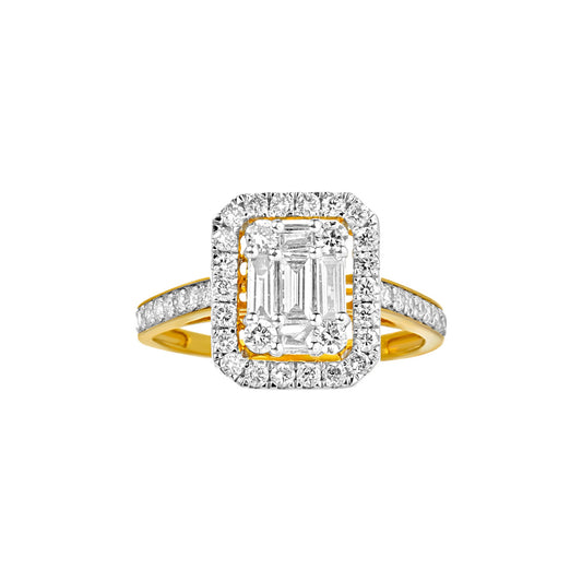 Royal Baguette Cut Diamond Engagement Ring in 18K Gold
