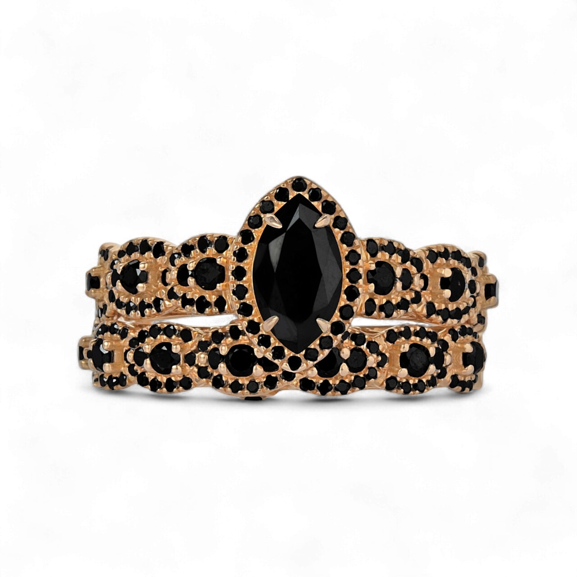 Bracelet with black gemstones on a white background