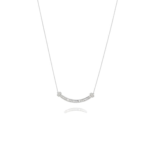 Smile Baguette Diamond Necklace in 18KT Gold