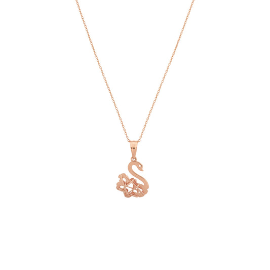 Rose gold necklace with a 'S' pendant on a white background