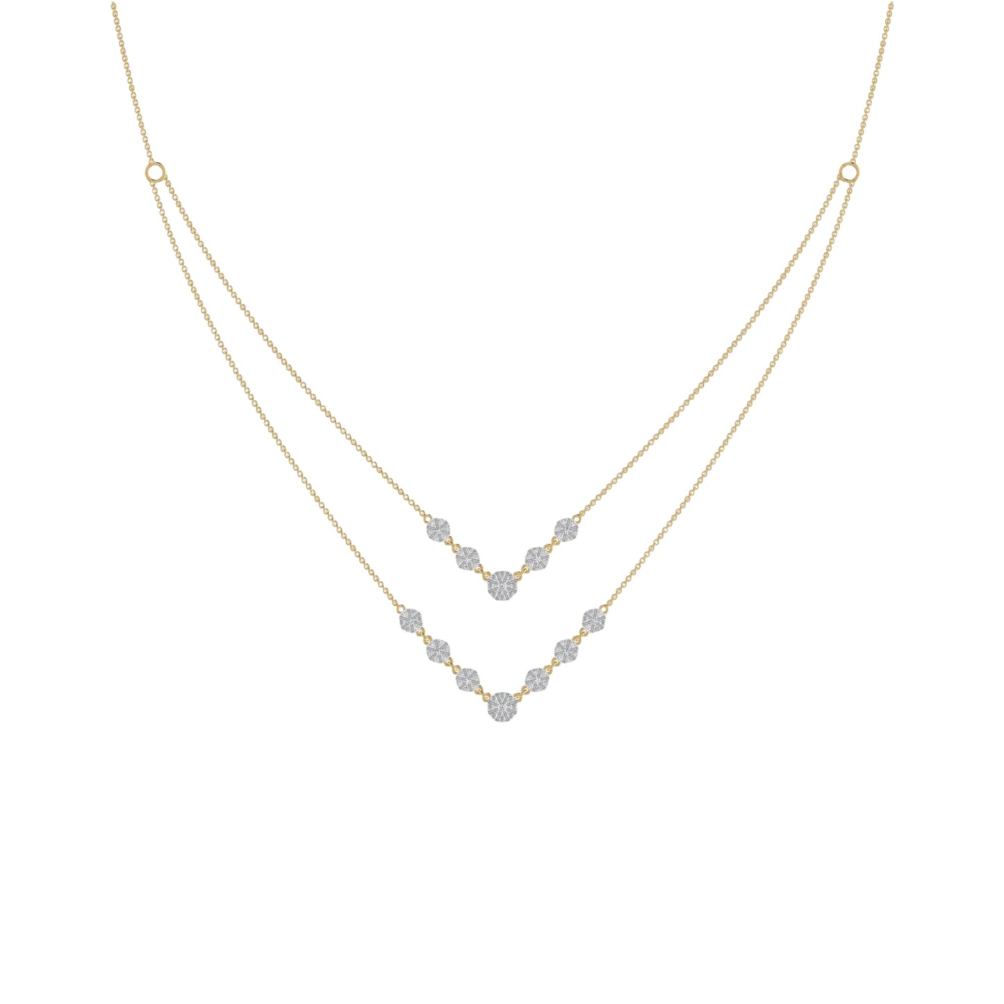 Double Layered Drop Natural Diamond Necklace