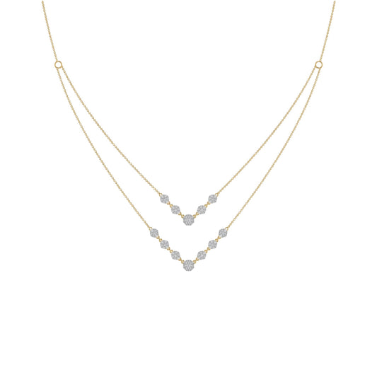 Double Layered Drop Natural Diamond Necklace