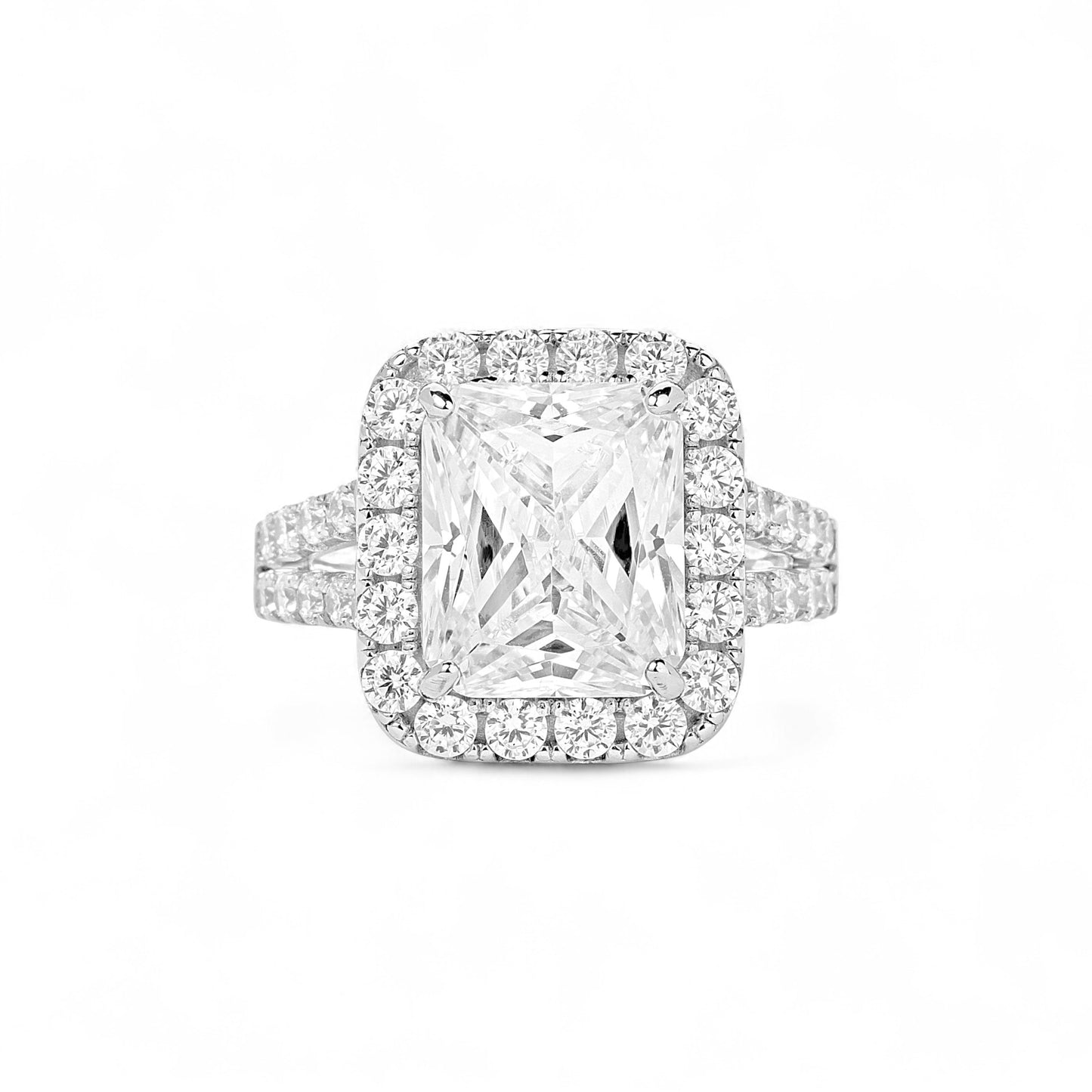 Zoe Radiant Cut Moissanite Engagement Ring in 18K Gold