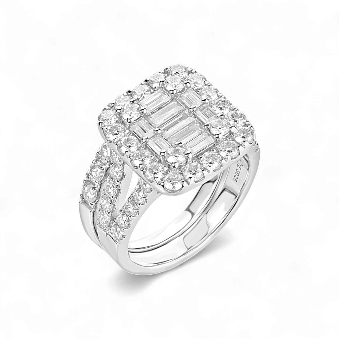 Zoe Radiant Cut Moissanite Bride Set in 925 Sterling Silver