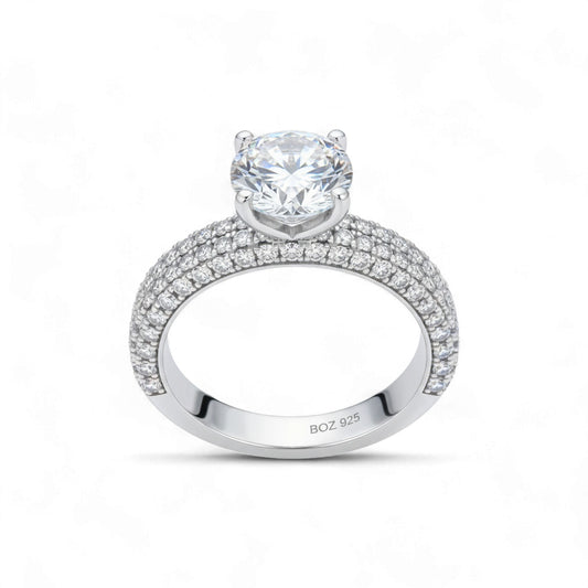 Crystal Oval CZ Engagement Ring in 925 Sterling Silver
