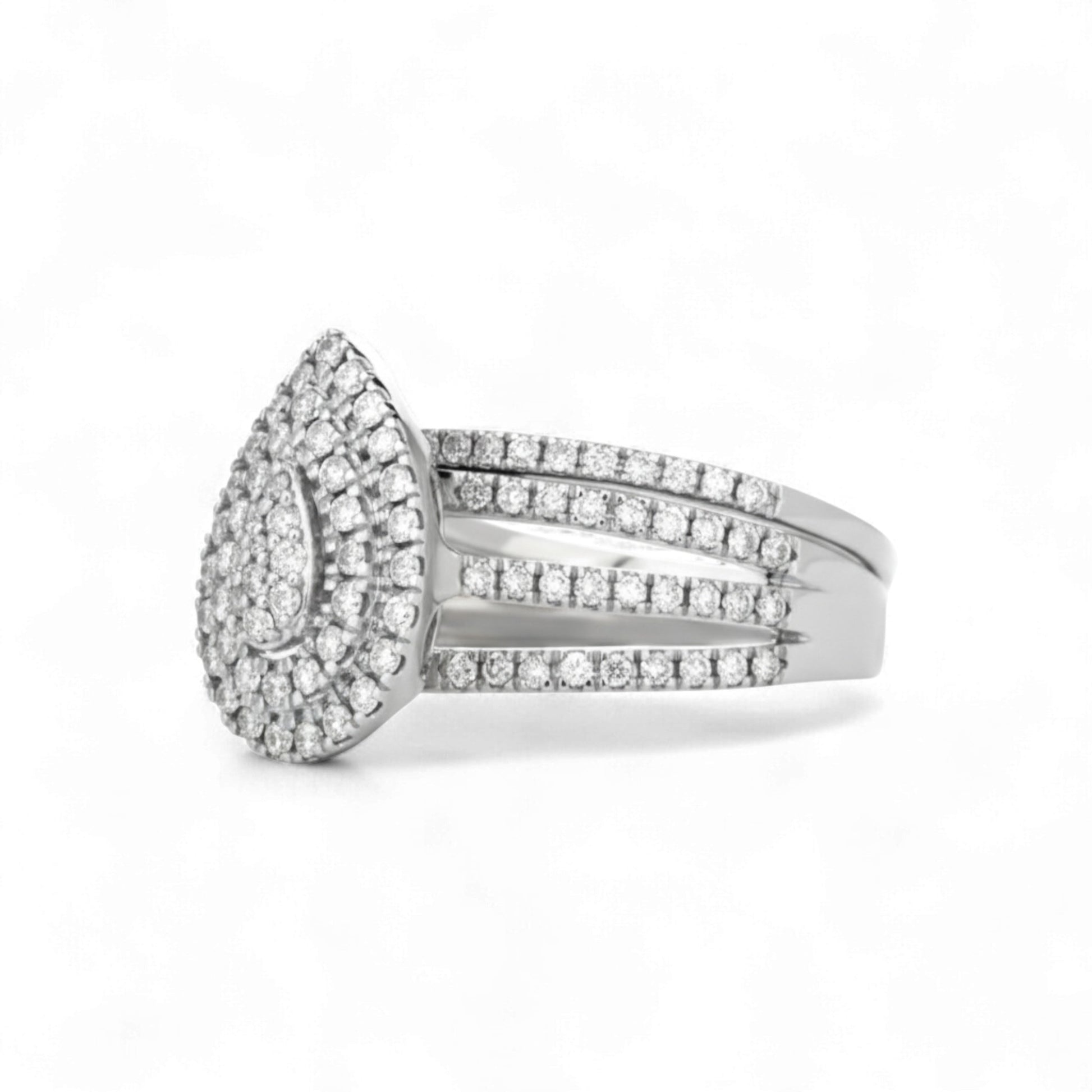 Diamond ring with a white background