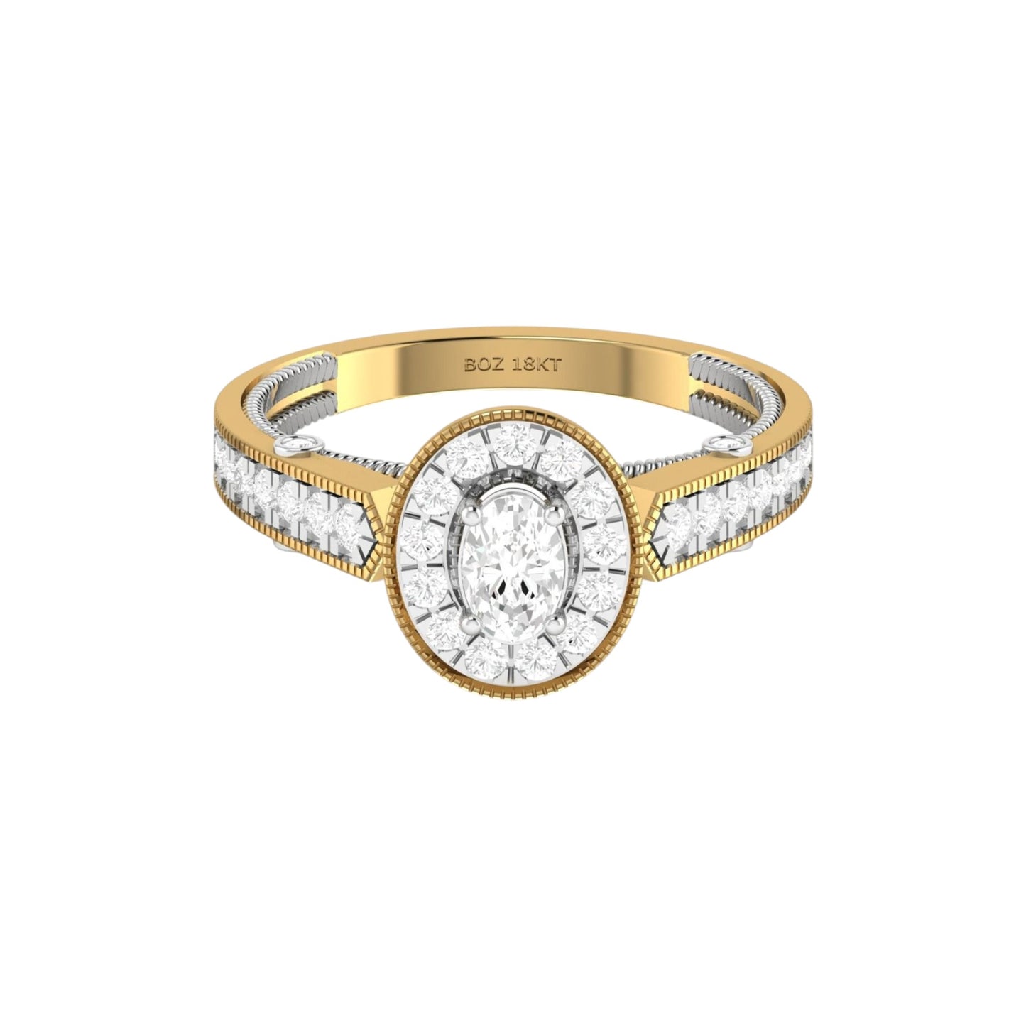 Nala Oval Natural Diamond Engagement Ring in 18K Gold