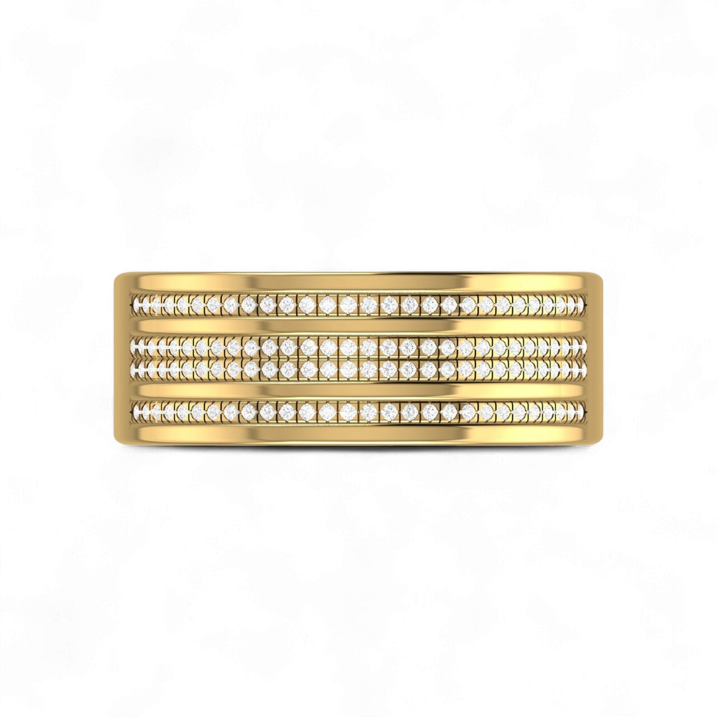 Gold bar with embedded crystals on a white background