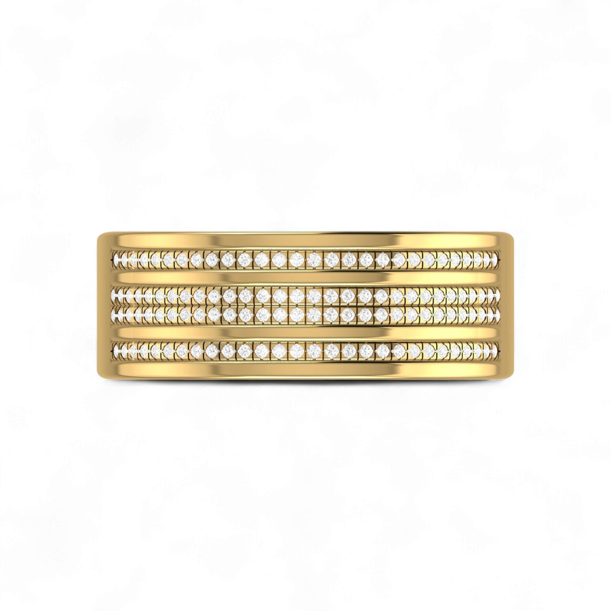 Gold bar with embedded crystals on a white background