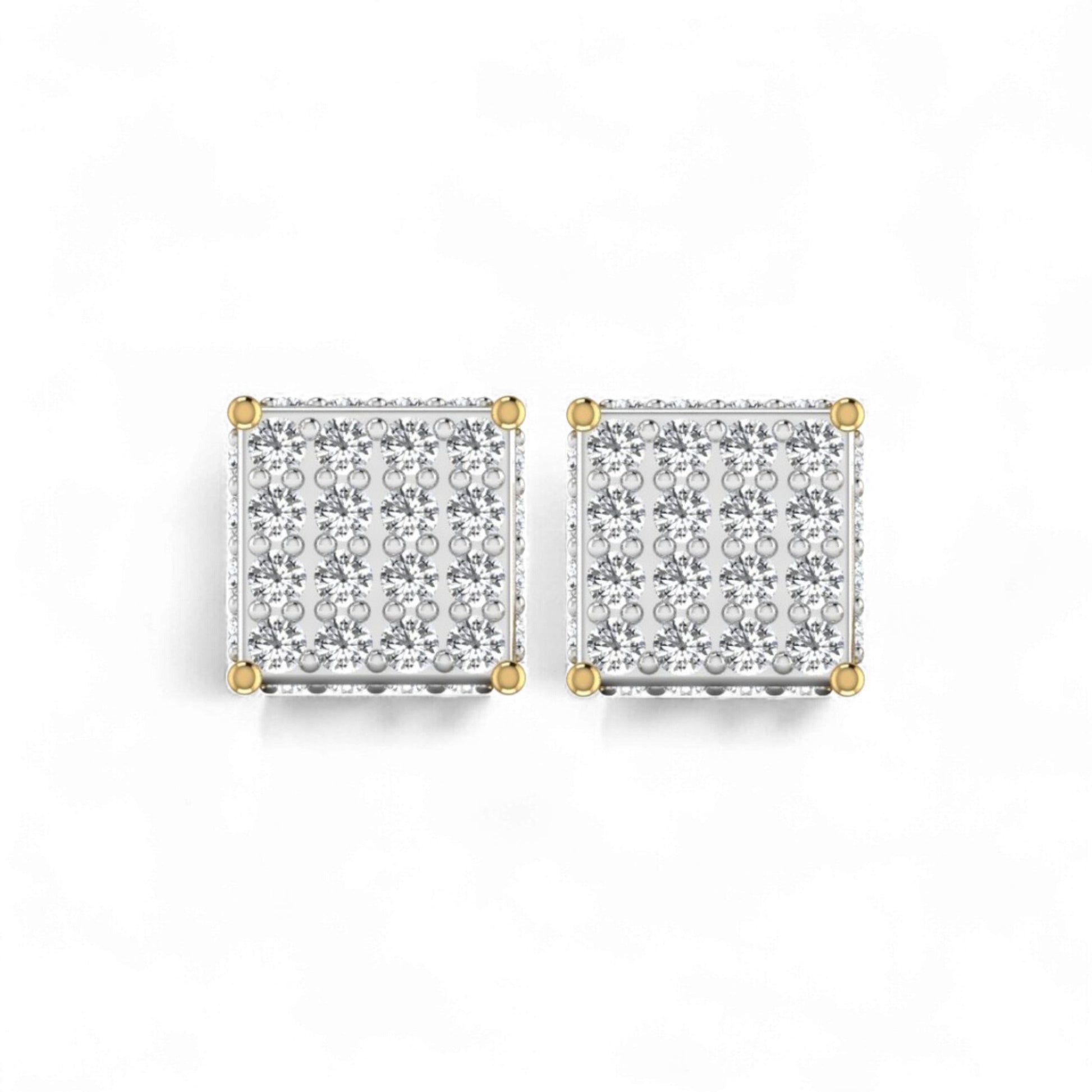 Pair of diamond earrings on a white background