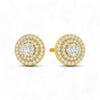 Gold and diamond earrings on a white background