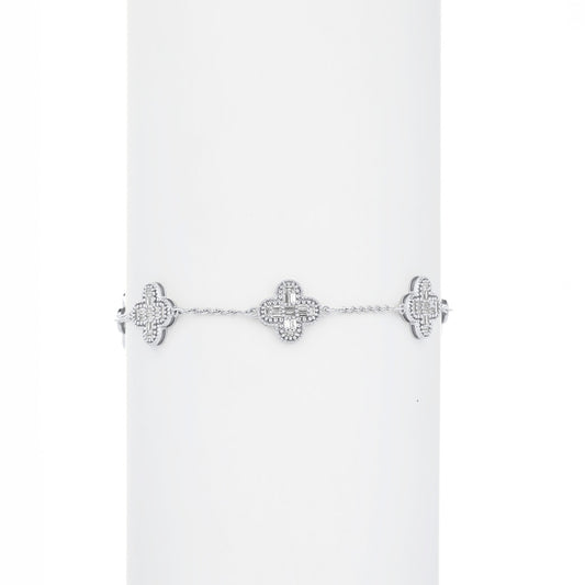Baguette Clover Diamond Bracelet in 18KT Gold