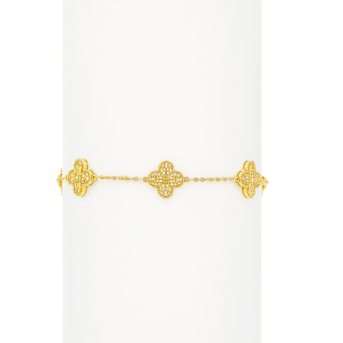 Baguette Clover Diamond Bracelet in 18KT Gold