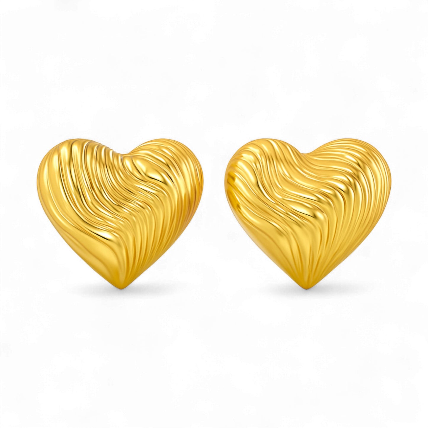 Big Heart Plain Gold Earrings in 18KT Gold