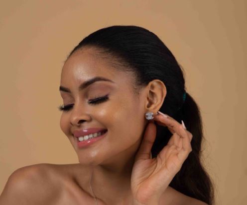 Interlocked C Diamond Studs in 18K Gold