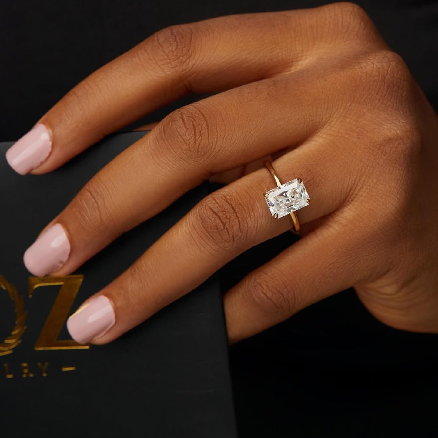 Celine Moissanite & Diamond Engagement Ring in 18KT Gold