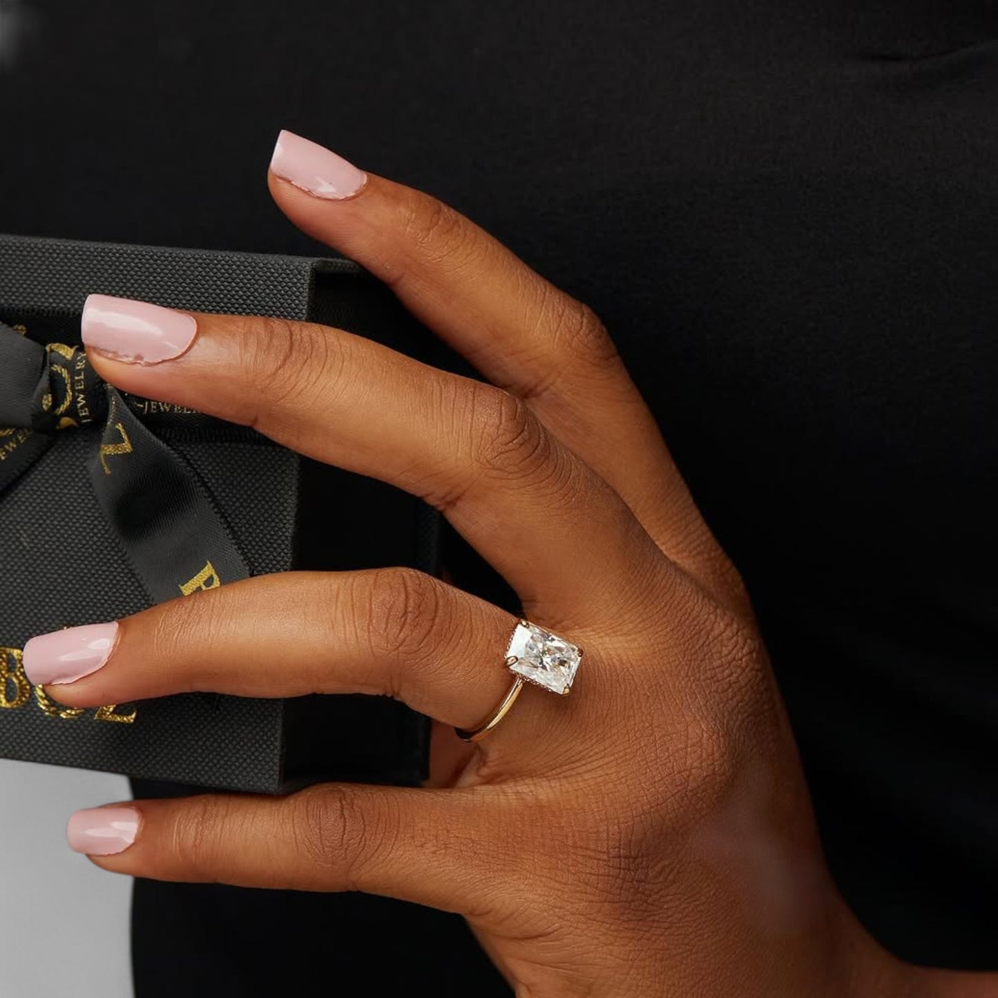 Celine Moissanite & Diamond Engagement Ring in 18KT Gold