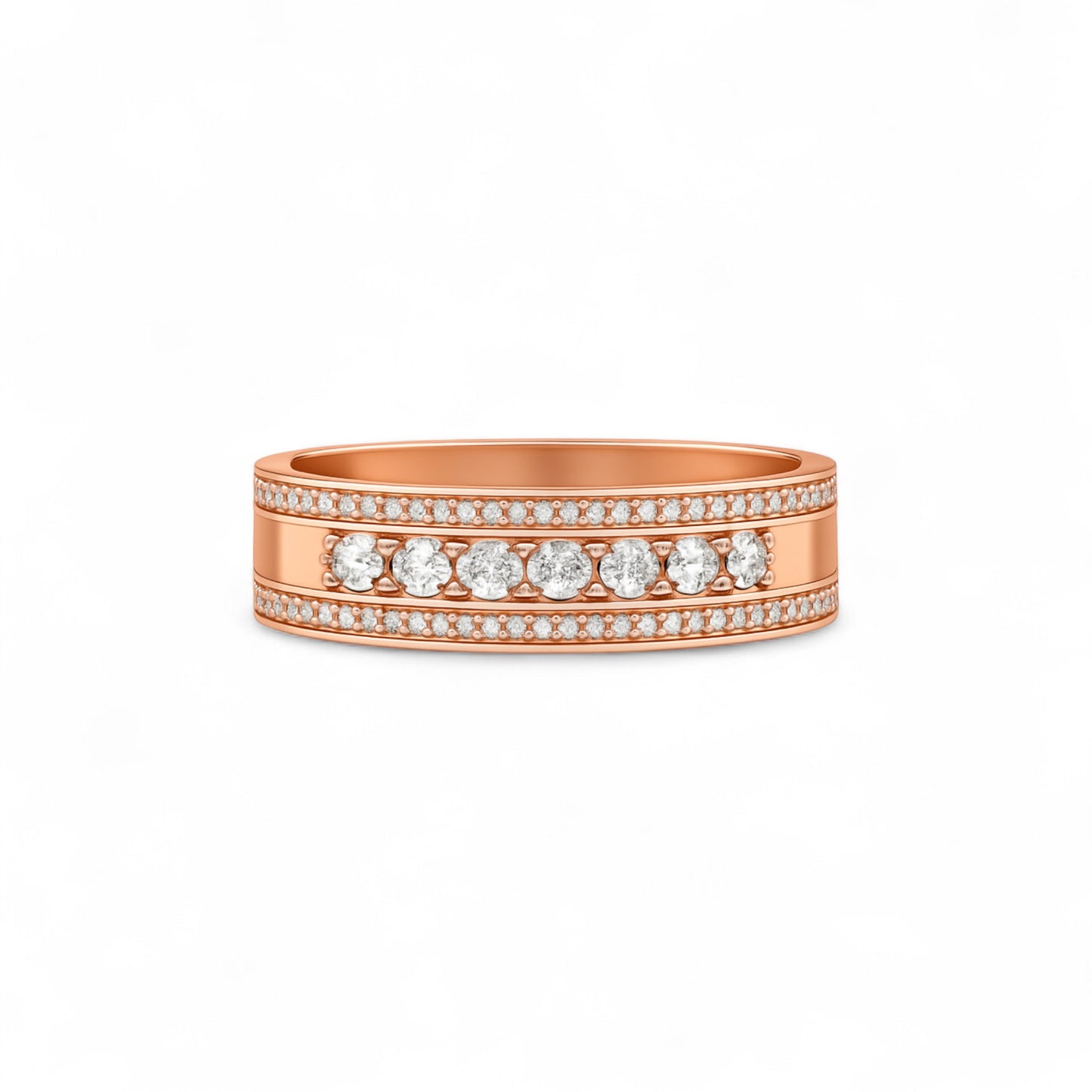 Charming Natural Diamond Wedding Band in 18K Gold