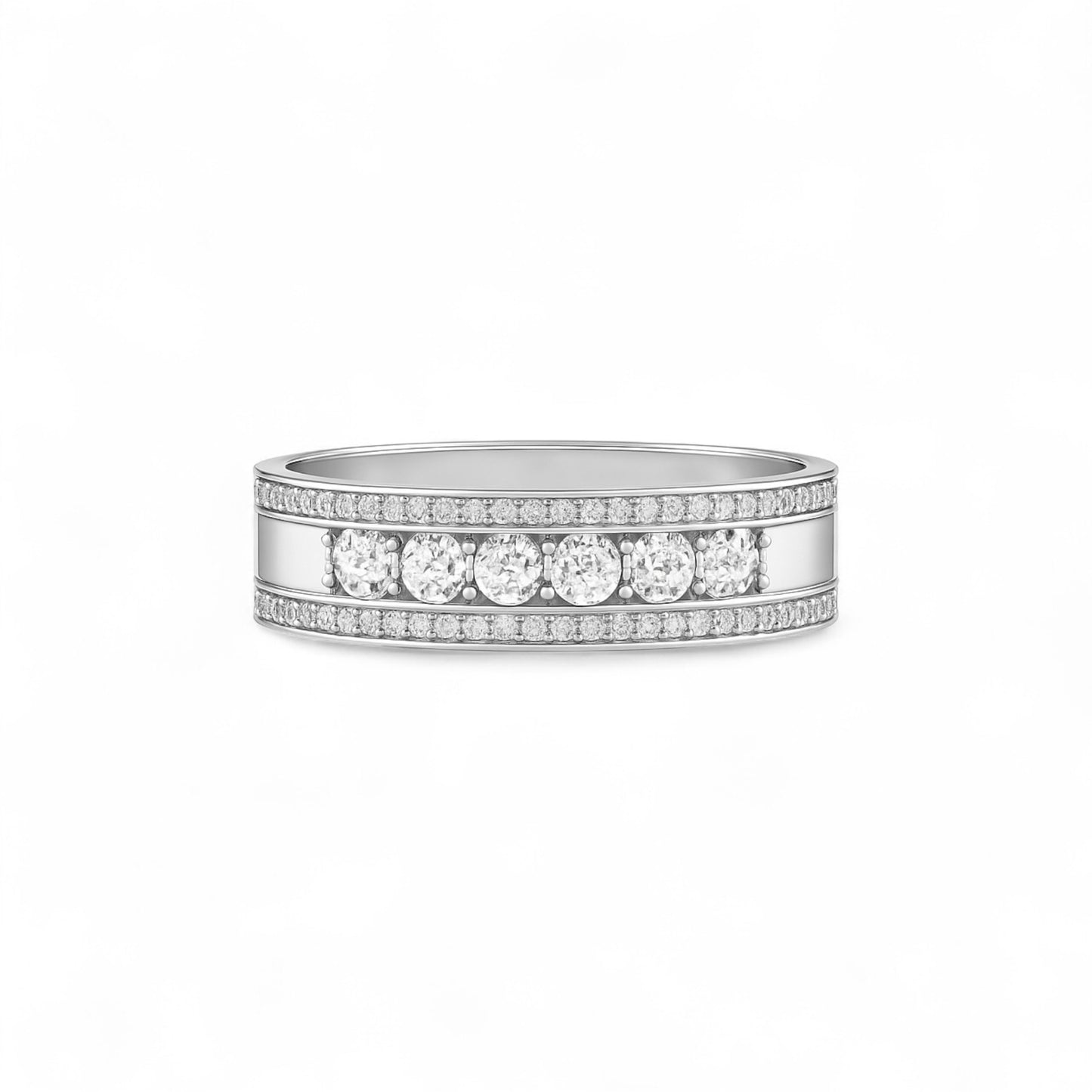 Charming Natural Diamond Wedding Band in 18K Gold