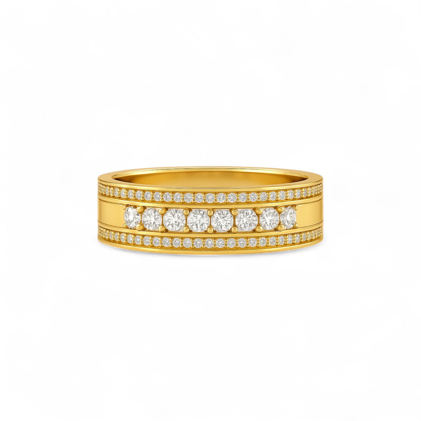 Charming Natural Diamond Wedding Band in 18K Gold