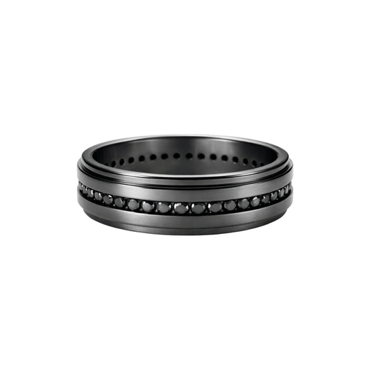 Emma Black Natural Diamond Band in Black Gold