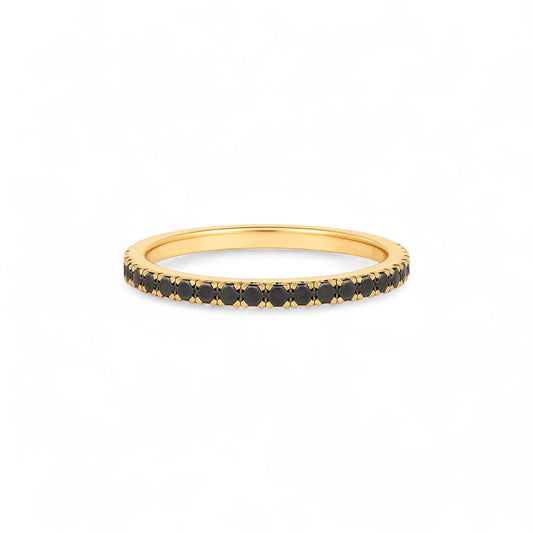 1.5MM Pave Black Diamond Band in 10K Gold