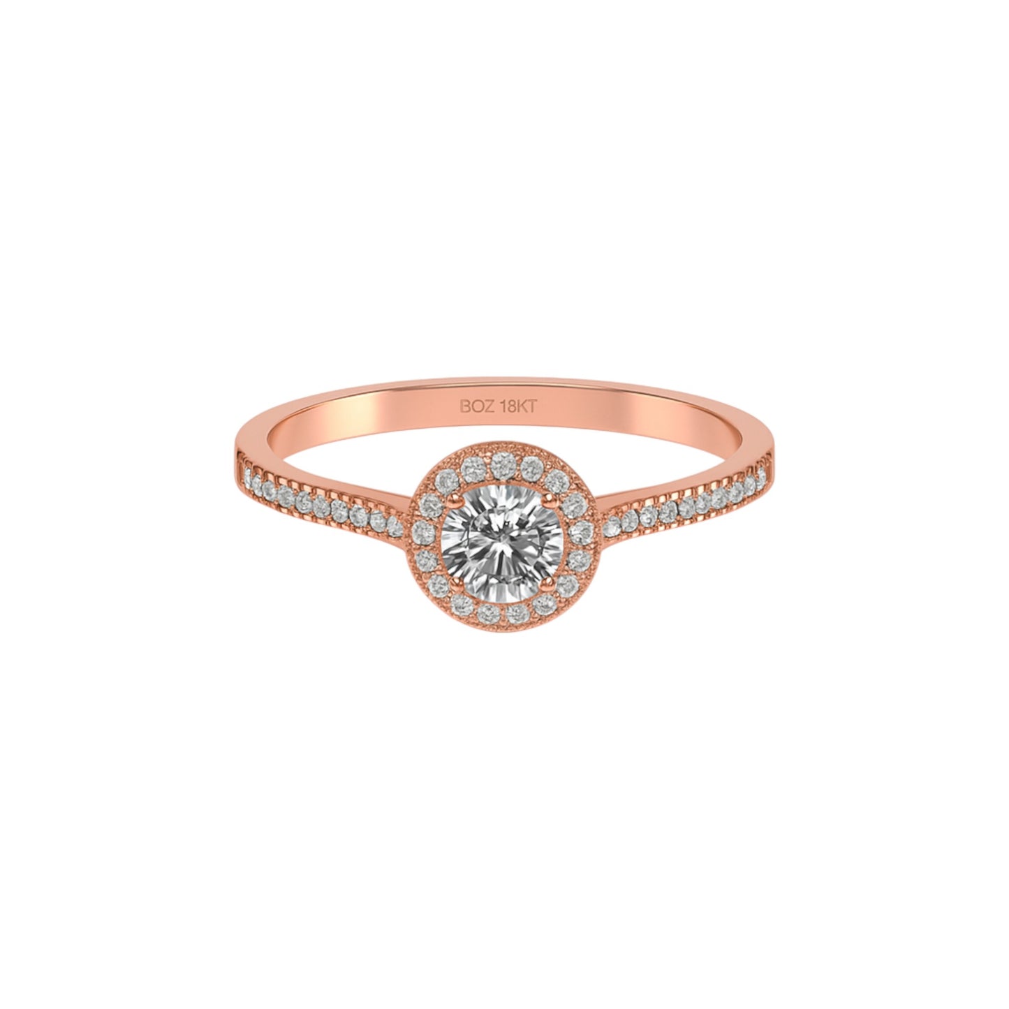 Thelma Round Cut Natural Diamond Engagement Ring in 18k Gold
