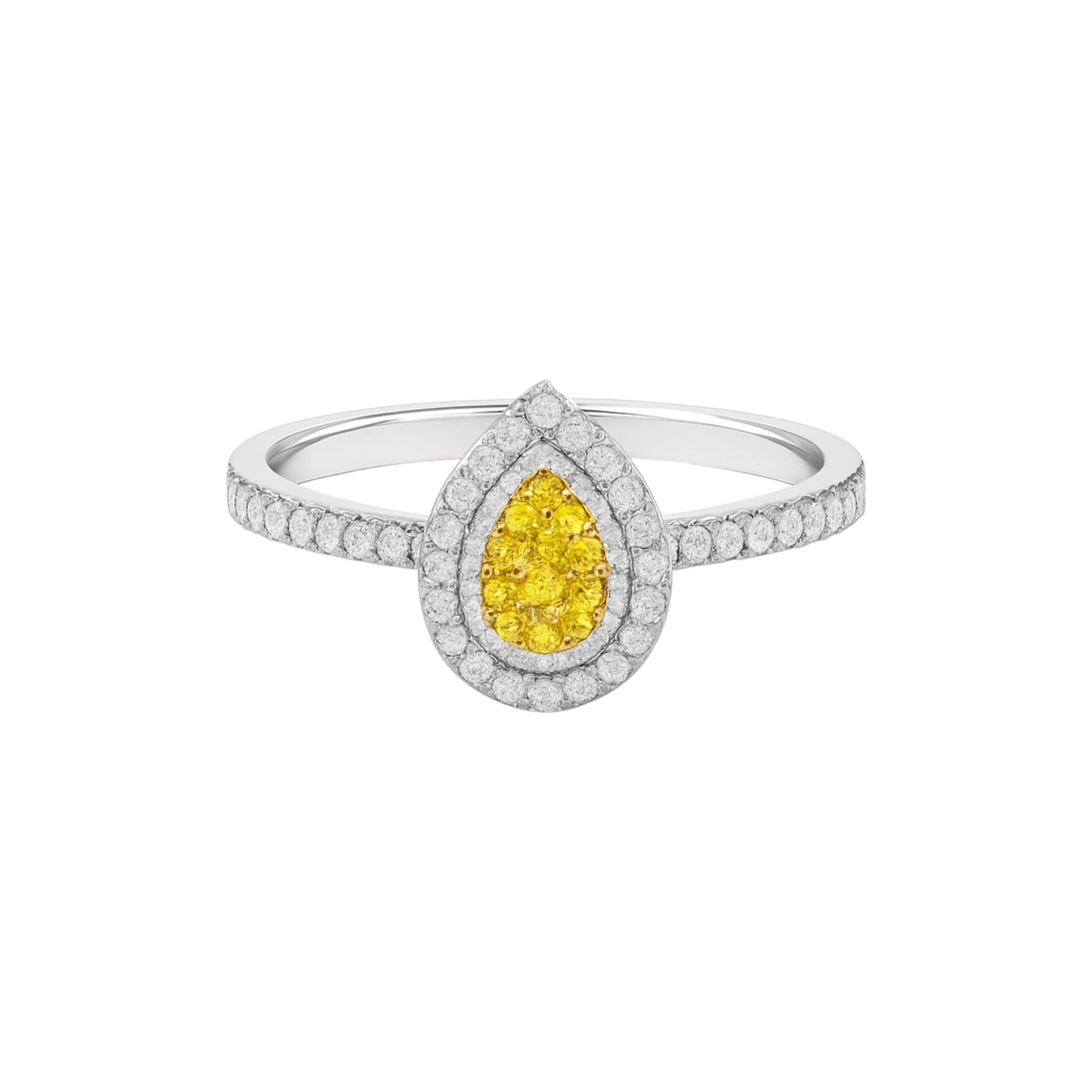 Sunny Pear Cut Natural Diamond Engagement Ring in 18k Gold