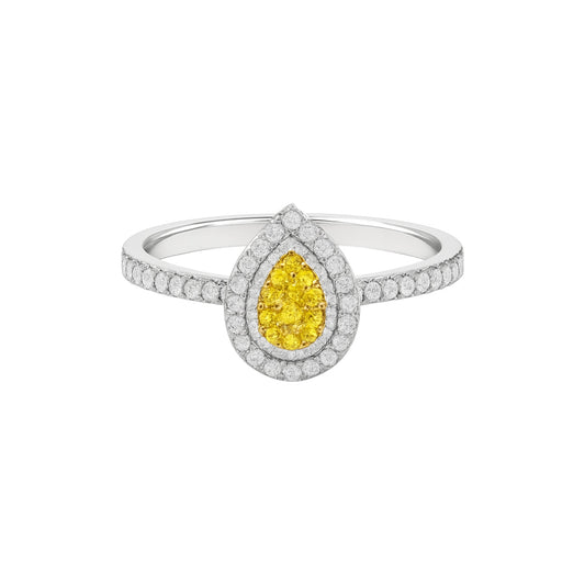 Sunny Pear Cut Natural Diamond Engagement Ring in 18k Gold