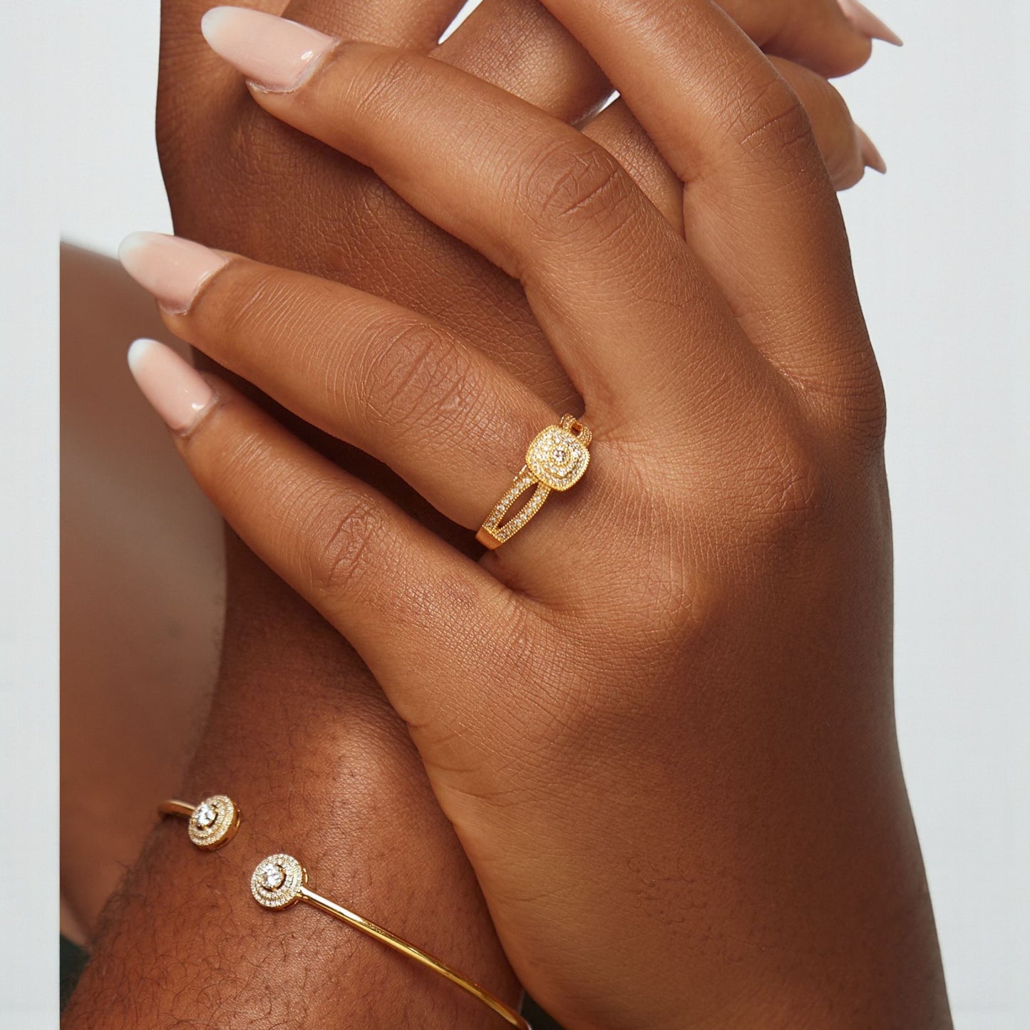 Cherry Cushion Cut Natural Diamond Cluster Engagement Ring in 18KT Gold