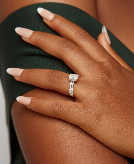 Classic No Halo Radiant Cut Moissanite Bridal Set in 18K Gold