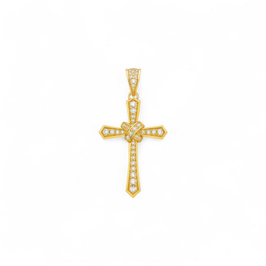 Criss Cross Diamond Pendant in 18k Gold