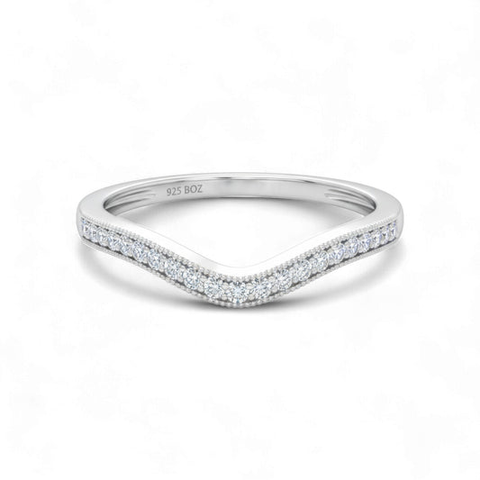 Curve Moissanite Band in 925 Sterling Silver